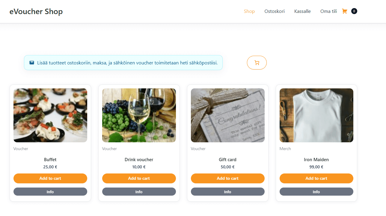 Online store (Solmio Shop) or QR table ordering